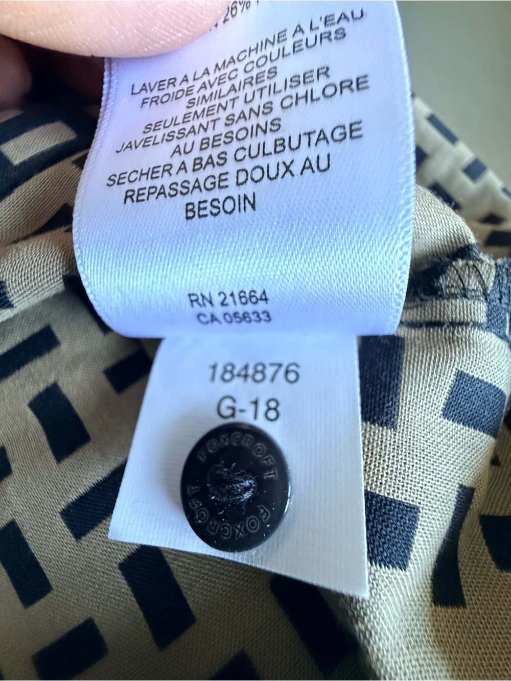 Foxcroft Harper Basketweave Black Cream Geometric Button-Down Shirt Plus 14W - Picture 10 of 10
